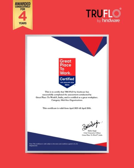 Truflo by Hindware Earns Great Place to Work Certification for Fourth Consecutive Year