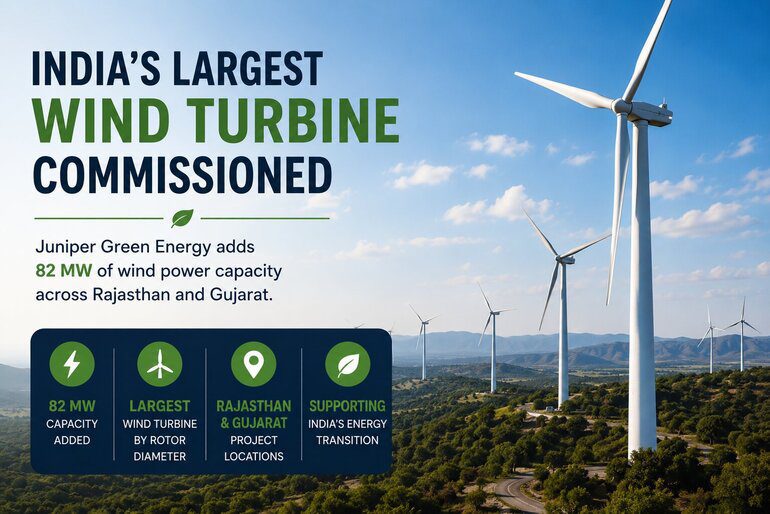 Juniper Green Energy Commissions India’s Largest Wind Turbine, Adds 82 MW Wind Capacity Juniper Green Energy Commissions India's Largest Wind Turbine, Adds 82 MW Wind Capacity