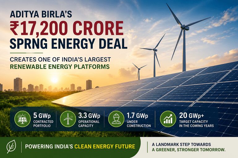 Aditya Birla’s ₹17,200 Crore Sprng Energy Deal Creates One of India’s Largest Renewable Energy Platforms Aditya Birla's ₹17,200 Crore Sprng Energy Deal Creates One of India's Largest Renewable Energy Platforms