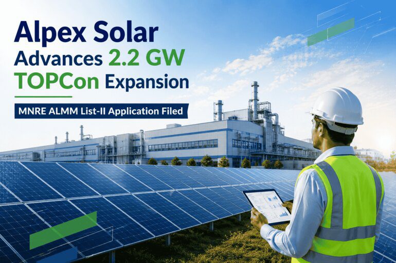 Alpex Solar Advances 2.2 GW TOPCon Expansion with MNRE ALMM List-II Application Alpex Solar Advances 2.2 GW TOPCon Expansion with MNRE ALMM List-II Application