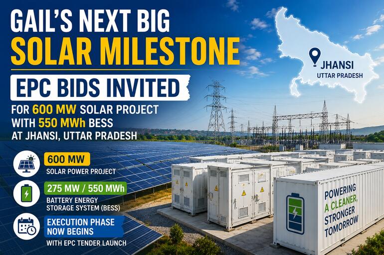 GAIL Moves Ahead with 600 MW Solar Project, Invites EPC Bids for Jhansi Development GAIL Moves Ahead with 600 MW Solar Project, Invites EPC Bids for Jhansi Development