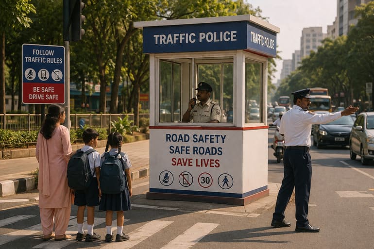 Road Safety Campaign in Maharashtra: RR Kabel Foundation Installs 75 Traffic Police Booths Road Safety Campaign in Maharashtra: RR Kabel Foundation Installs 75 Traffic Police Booths