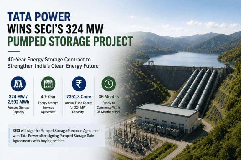 Tata Power Wins 40-Year SECI Energy Storage Contract for 324 MW Pumped Hydro Project Tata Power Wins 40-Year SECI Energy Storage Contract for 324 MW Pumped Hydro Project