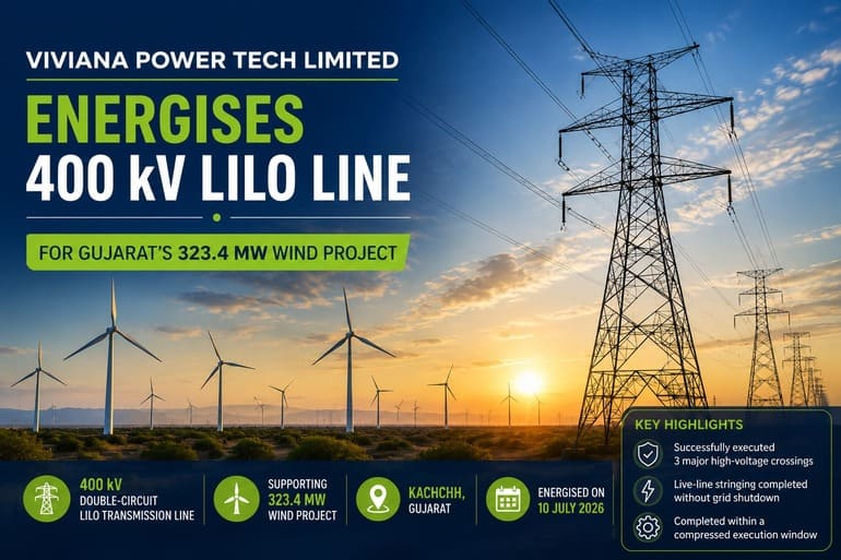 Viviana Power Tech Energizes 400 kV LILO Line for Gujarat’s 323.4 MW Wind Project Viviana Power Tech Energises 400 kV LILO Line for Gujarat's 323.4 MW Wind Project