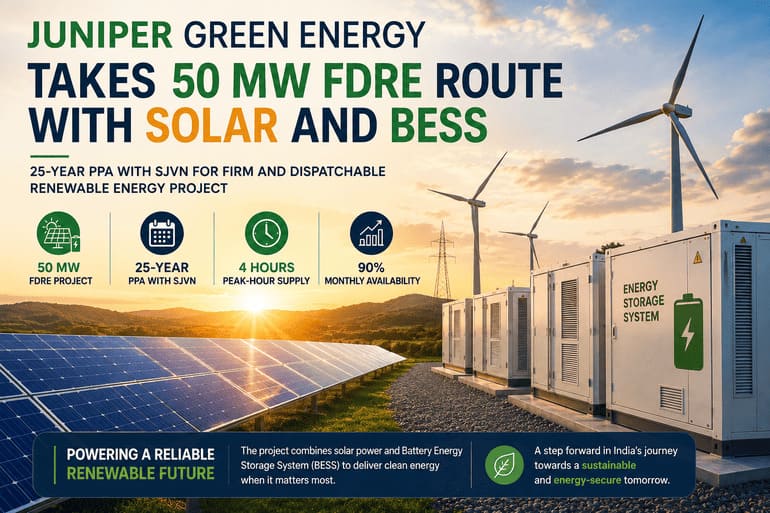 Juniper Green Energy Takes 50 MW FDRE Route with Solar and BESS Juniper Green Energy Takes 50 MW FDRE Route with Solar and BESS