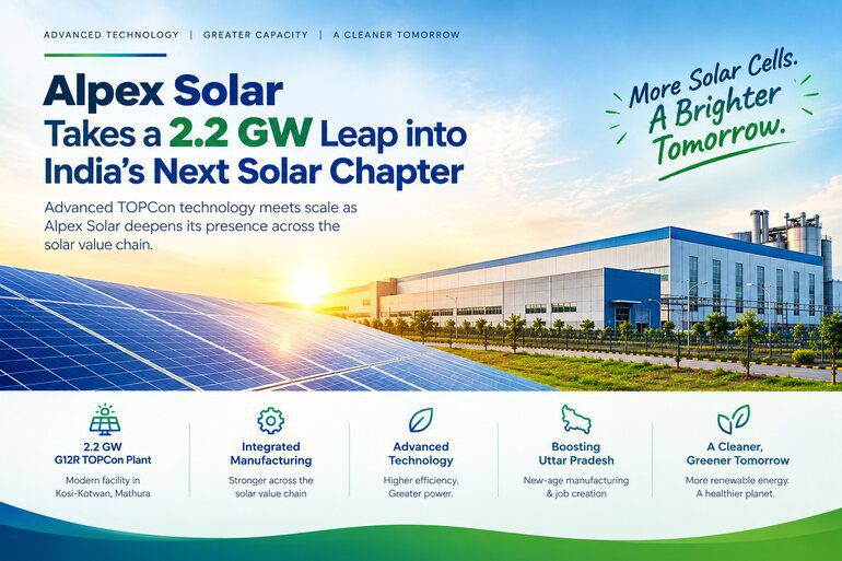 Alpex Solar’s 2.2 GW TOPCon Plant Signals a New Era of Solar Manufacturing Alpex Solar Takes a 2.2 GW Leap into India’s Next Solar Chapter