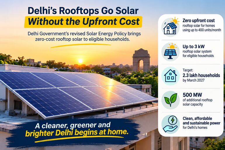 Delhi Solar Policy 2.0: Zero-Cost Rooftop Systems for Homes Using Up to 400 Units Delhi Solar Policy 2.0: Zero-Cost Rooftop Systems for Homes Using Up to 400 Units