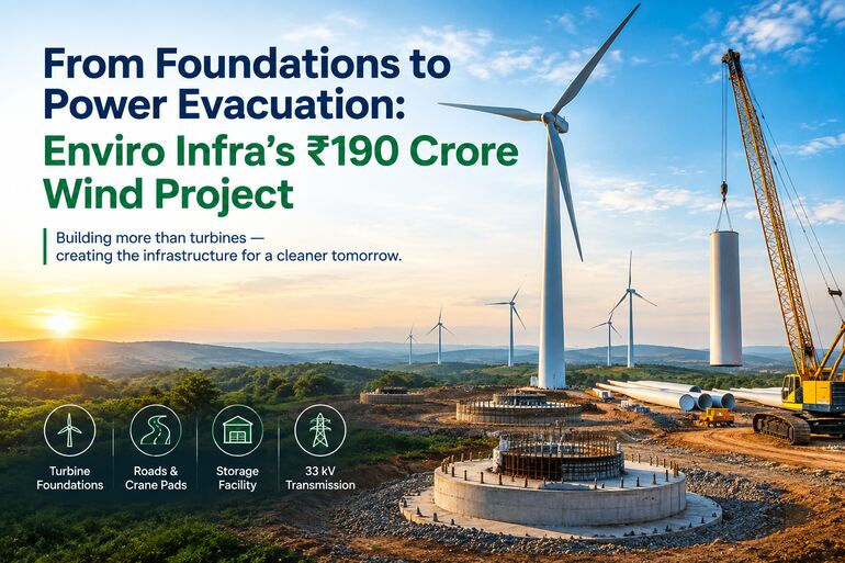 One 180 MW Wind Project, Multiple EPC Layers: Enviro Infra’s New Maharashtra Deal Enviro Infra Wins ₹190 Crore Wind EPC Order