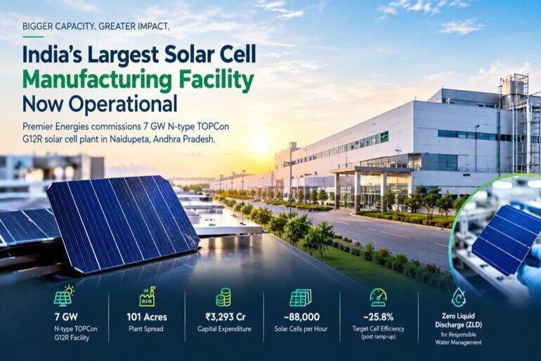 India’s Largest Solar Cell Plant? Premier Energies Takes Capacity to 10.6 GW India’s Largest Solar Cell Plant: Premier Energies Takes Capacity to 10.6 GW