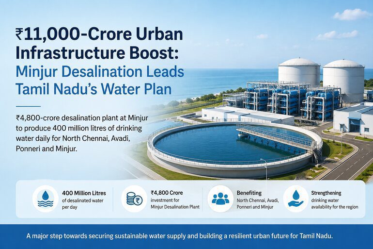 ₹11,000-Crore Urban Infrastructure Boost: Minjur Desalination Leads Tamil Nadu’s Water Plan ₹11,000-Crore Urban Infrastructure Boost: Minjur Desalination Leads Tamil Nadu’s Water Plan